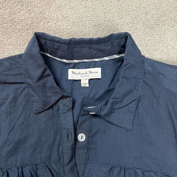 Michael Stars Women’s Blue Button Down Collared Shirt Blouse Top NWOT - Picture 4 of 4